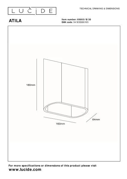 Lucide ATILA - Wandleuchte Innen/Außen - LED Dim. - 2x5W 2700K - IP65 - Schwarz - technisch